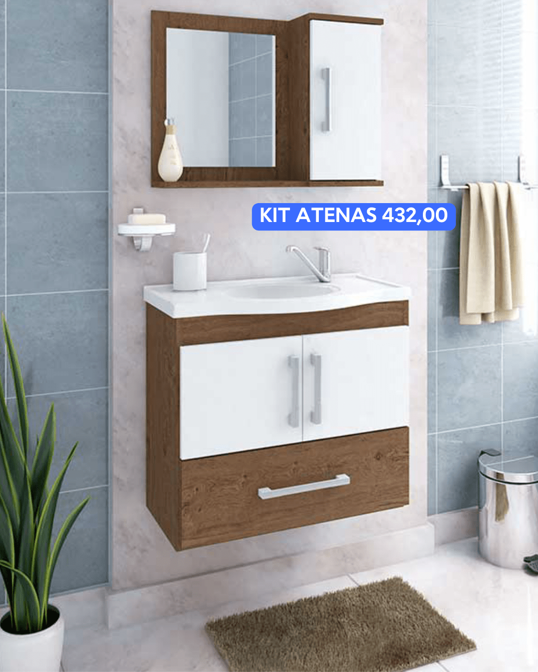 KIT ATENAS DE ARMÁRIO COM ESPELHEIRA