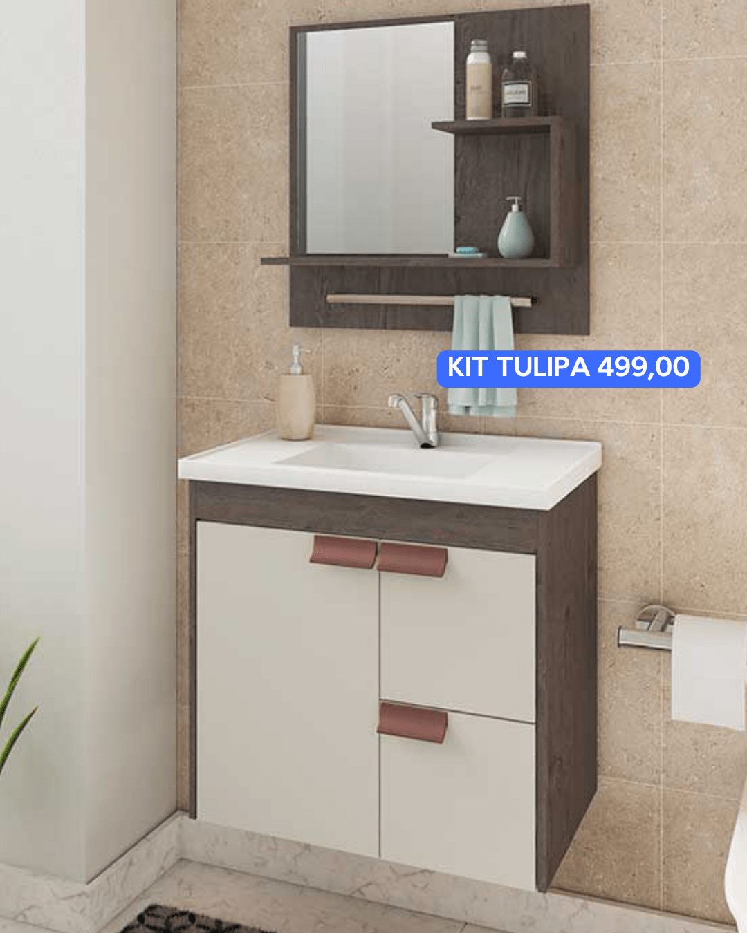 KIT TULIPA DE ARMÁRIO COM ESPELHEIRA