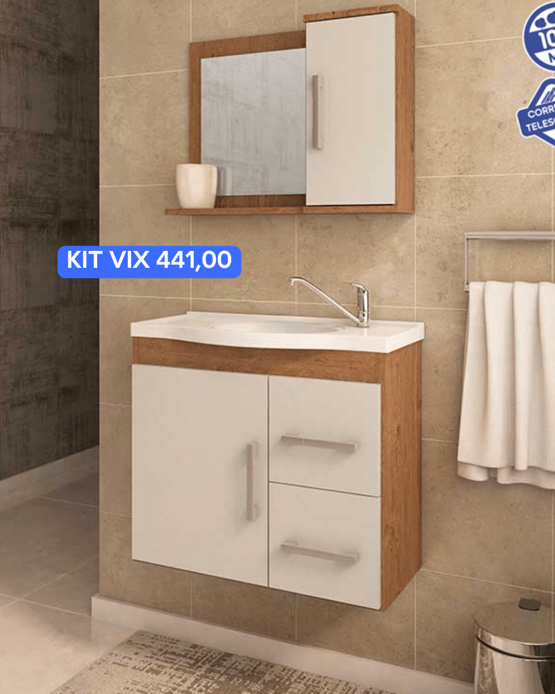 KIT VIX DE ARMÁRIO COM ESPELHEIRA